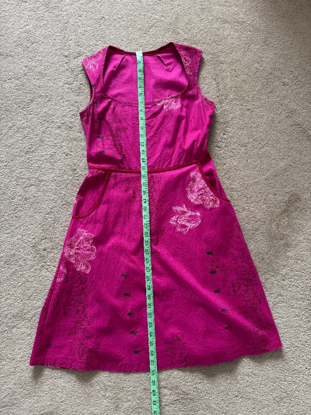 Smoking Lily pink A-line cotton dress with pockets